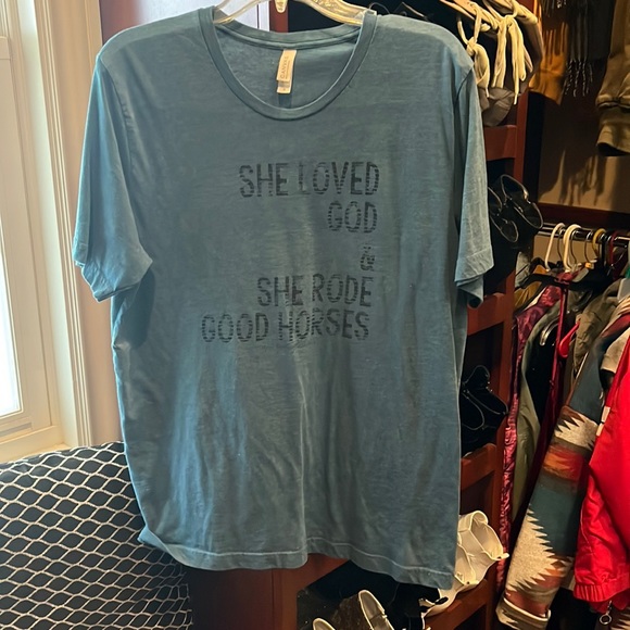 “She loved God and she rode good horses” cowgirl rodeo western t shirt
